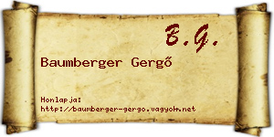 Baumberger Gergő névjegykártya